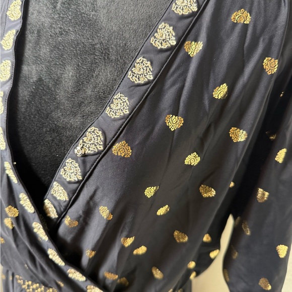 Cabana Life  UPF 50+black metallic gold embroidered maxi dress‎ Size M - Picture 3 of 7
